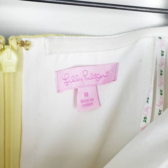 LILLY PULITZER Golden Yellow Dahling Blooms Blossom Embroidered Dress Size: 10 - Picture 9 of 11